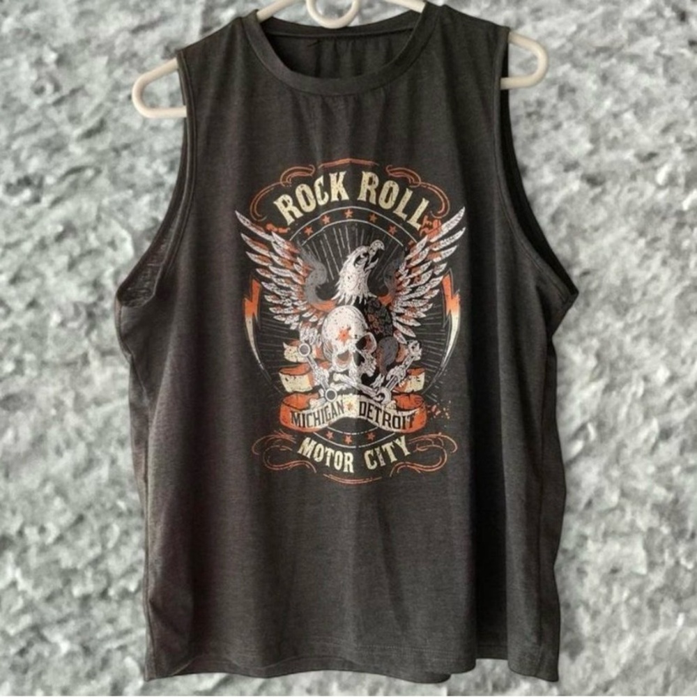 Rock Roll Motor City Women's Muscle Tee - Black